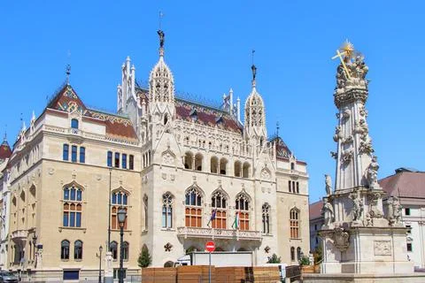 Budapest. Hungary. Holy Trinity column at Budapest Castle hill square. Stock Photos