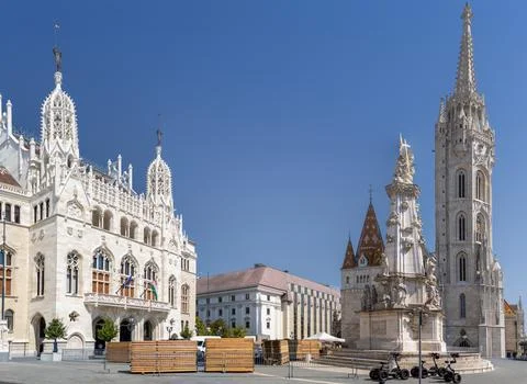 Budapest. Hungary. Holy Trinity column at Budapest Castle hill square. Stock Photos
