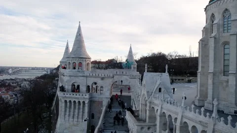 BUDAPEST, HUNGARY- JANUARY,2019: panoramic view from the famous Buda Castle 動画素材 101573926
