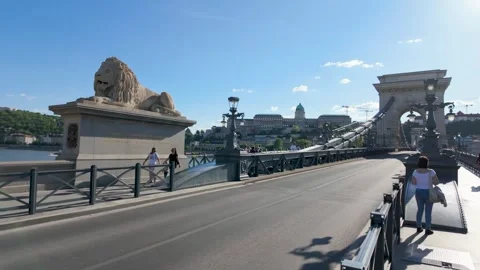 Budapest, Hungary  May 2, 2026: View from the Szchenyi Chain Bridge toward .. Video stock 336517163