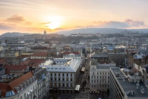 Budapest, Hungary - Panoramic view of Budapest from the colonade of St. Stephen Foto stock