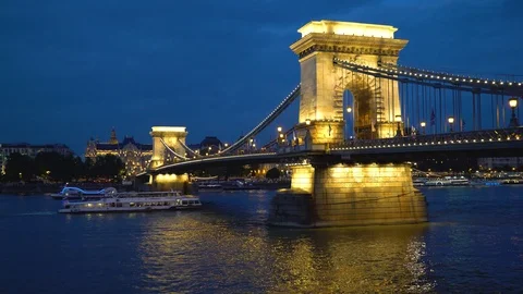 Budapest, Hungary. Panoramic view of the Danube River Stock Footage 94971779