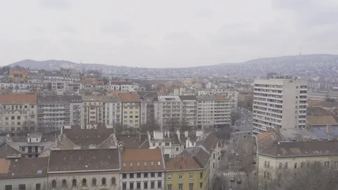 Budapest, Hungary. View of Buda part from Buda castle. Blue sky. Video stock 126782673