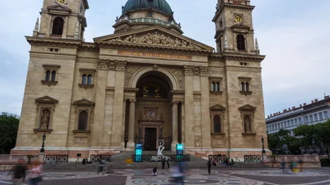 Budapest Hyper-lapse Time-Lapse of St. Stephen's Basilica, Hungary Stock Footage 143768122