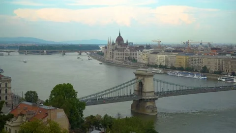 Budapest landmarks on Danube Stock Footage 101910596