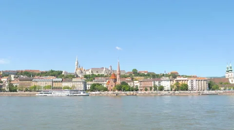 Budapest looking over Danube river to Buda side Stock Footage 52655993
