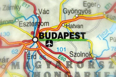Budapest on a map Stock Photos