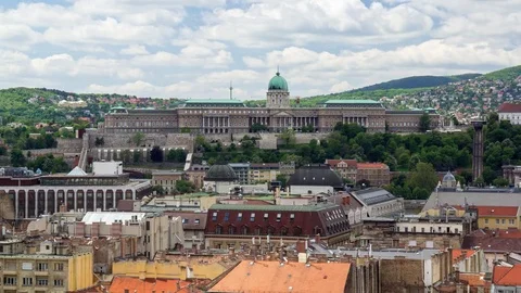 Budapest - May 2017: Panoramic view of the Buda Castle Stock Footage 75777639