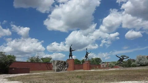 Budapest, Memento park with clouds Stock Footage 79105861