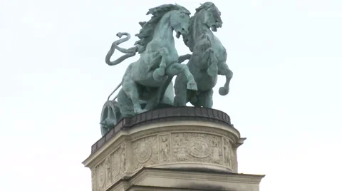 Budapest Monument Two Horses Stock Footage 46016125