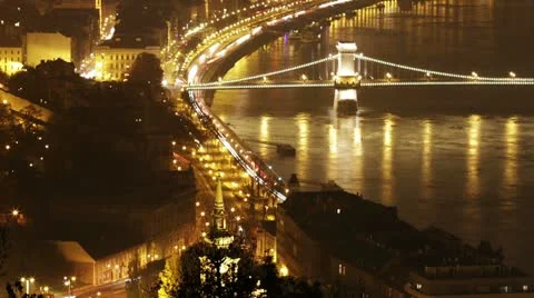 Budapest by Night 18 Stock Footage 12618110