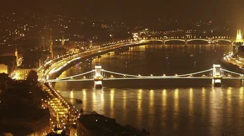 Budapest by Night 22 pan Stock Footage 12618566