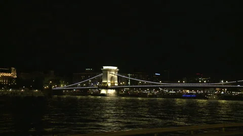 Budapest Night Bridge Stock Footage 46012986