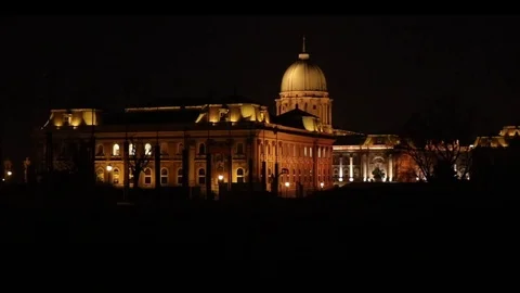 Budapest Night Palace Back Stock Footage 73019689