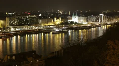 Budapest by Night Timelapse Stock Footage 12560363