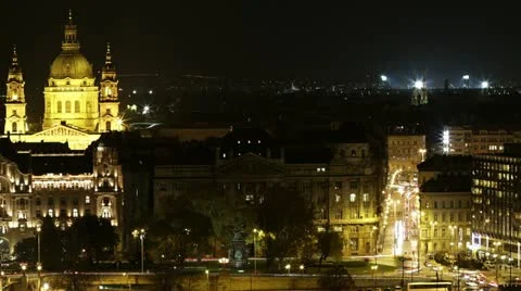 Budapest by Night Timelapse pan Stock-Footage 12560121