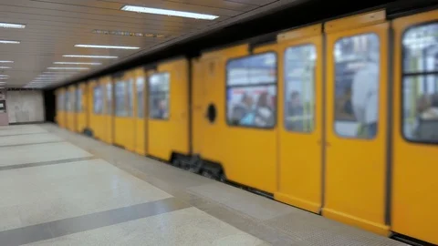 BUDAPEST old yellow subway Stock Footage 86138572
