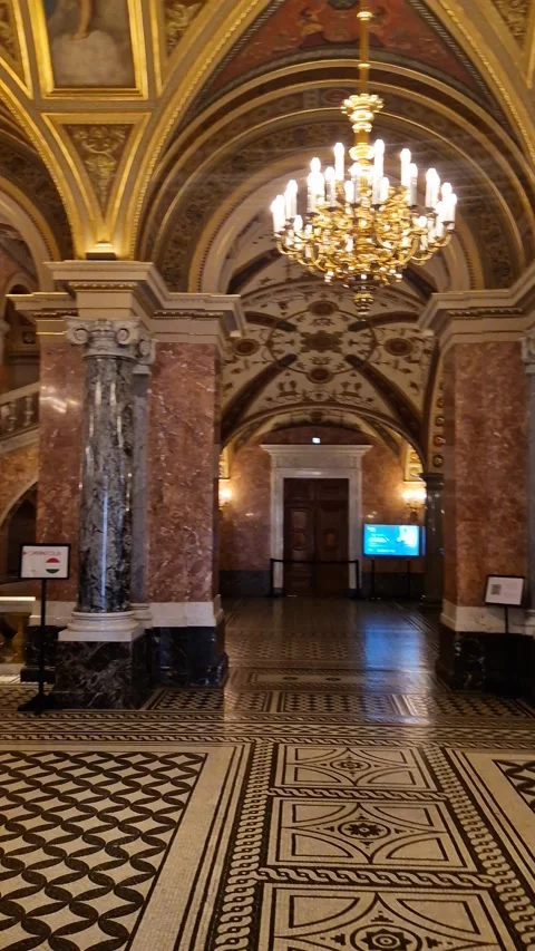 Budapest Opera: Walking Tour Inside the Building Stock Footage 252666609