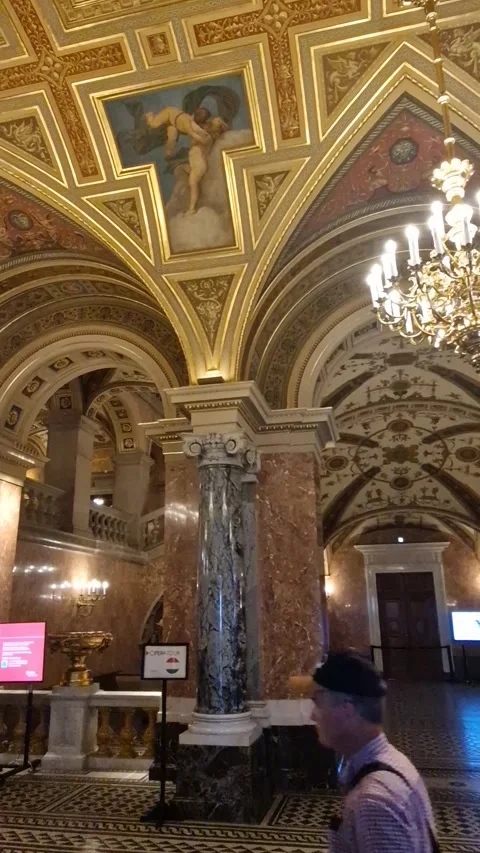 Budapest Opera: Walking Tour Inside the Building Stock Footage 252666611