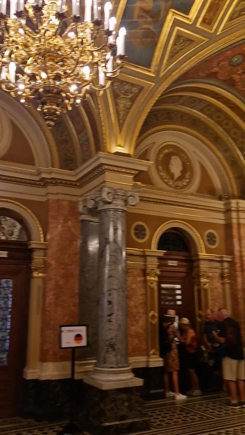 Budapest Opera: Walking Tour Inside the Building Stock Footage 252666676