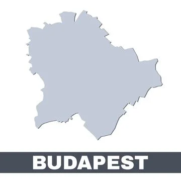 Budapest outline map. Vector map of Budapest city area borders with shadow 스톡 일러스트