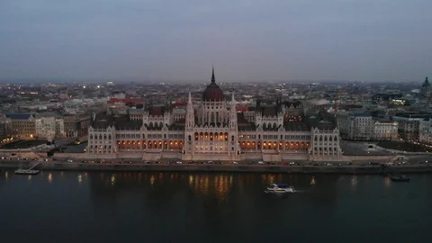 Budapest Parliament Building Stock Footage 121568355