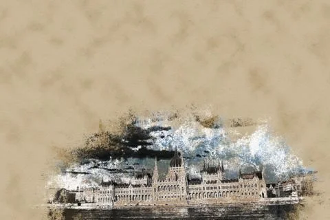 Budapest Parliament building Stock Illustration