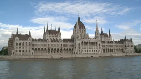 Budapest Parliament Building Left View Stock Footage 45996034