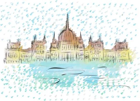 Budapest parliament Stock-Illustration