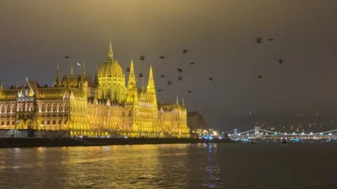 Budapest parliament at night. Stock-Footage 321603788