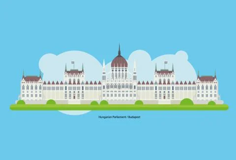 Budapest Parliament Vector, Hungary. Stock-Illustration