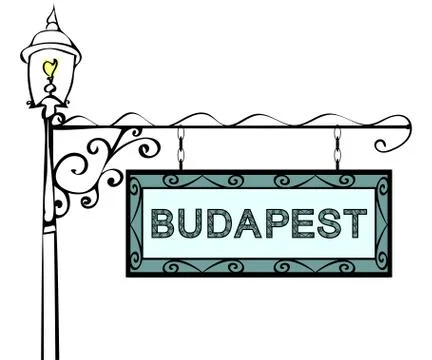 Budapest retro vintage lamppost pointer Stock Illustration