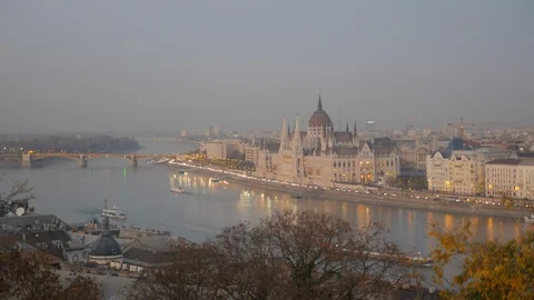Budapest river timelapse sundown Video stock 122284763