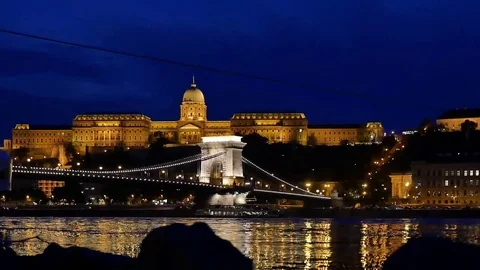Budapest, Royal Palace and chain bridge Stock Footage 80721564