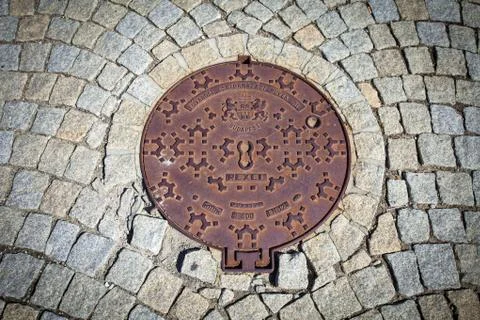 Budapest rusted sewer cap Stock Photos