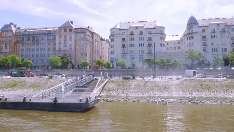 Budapest scenery, Pest side from the Danube Stock Footage 83764852