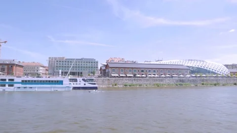 Budapest scenery, Pest side from the Danube Stock Footage 83765101
