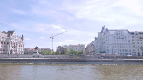 Budapest scenery, Pest side from the Danube Stock Footage 83766099