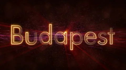 Budapest - Shiny looping city name in Hungary, text animation Stock Footage 99601408