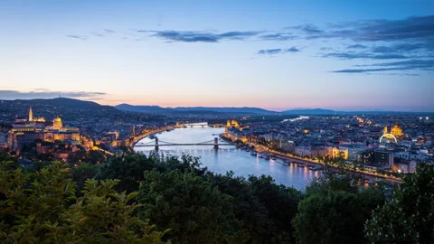 Budapest Skyline Day To Night Time Lapse, 4K Video Stock Footage 270959757