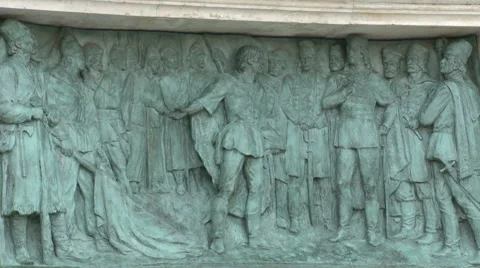 Budapest Solders Wall Monument Stock Footage 46015327