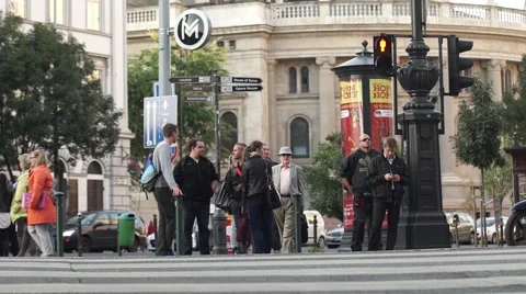 Budapest street crossing Stock Footage 55533219