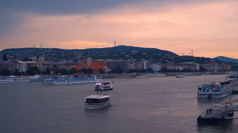 Budapest at sunset Stock Footage 91298358
