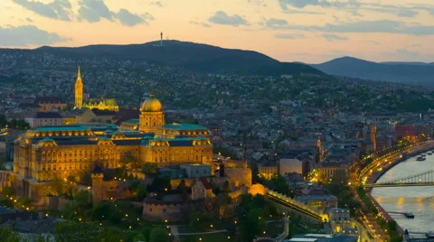 Budapest at sunset time Video stock 59918004