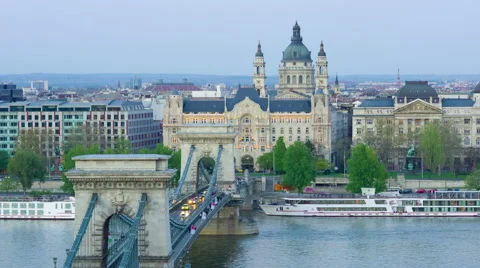 Budapest at sunset time, zoom out timelapse Stock Footage 60047905