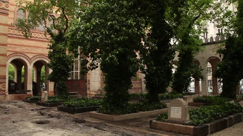 BUDAPEST SYNAGOGUE BACKYARD CEMETERY 1 LS Stock Footage 39442349