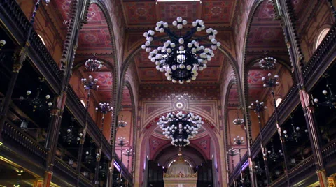 BUDAPEST SYNAGOGUE INSIDE 3 LS TILT DOWN Stock Footage 39433700