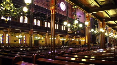 BUDAPEST SYNAGOGUE INSIDE 4 LS SIDE VIEW Stock Footage 39434648