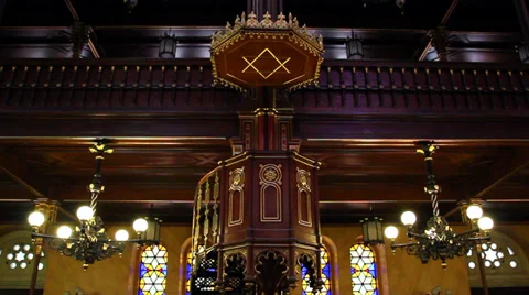 BUDAPEST SYNAGOGUE INSIDE 5 CU SIDE VIEW Stock Footage 39434544