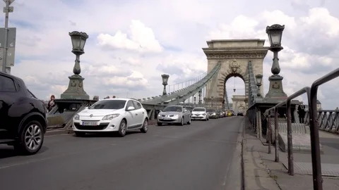 Budapest Traffic on the Chain Bridge Hungary Stock Footage 78579408